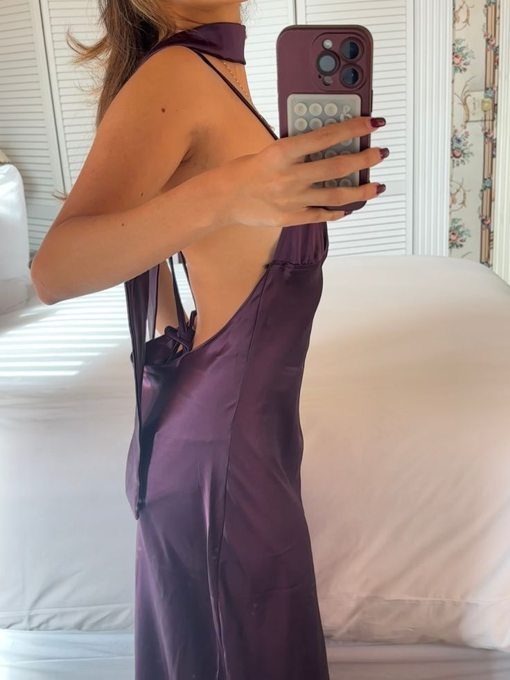 Purple Sexy Backless Long Prom Dress Party Gown cc2249