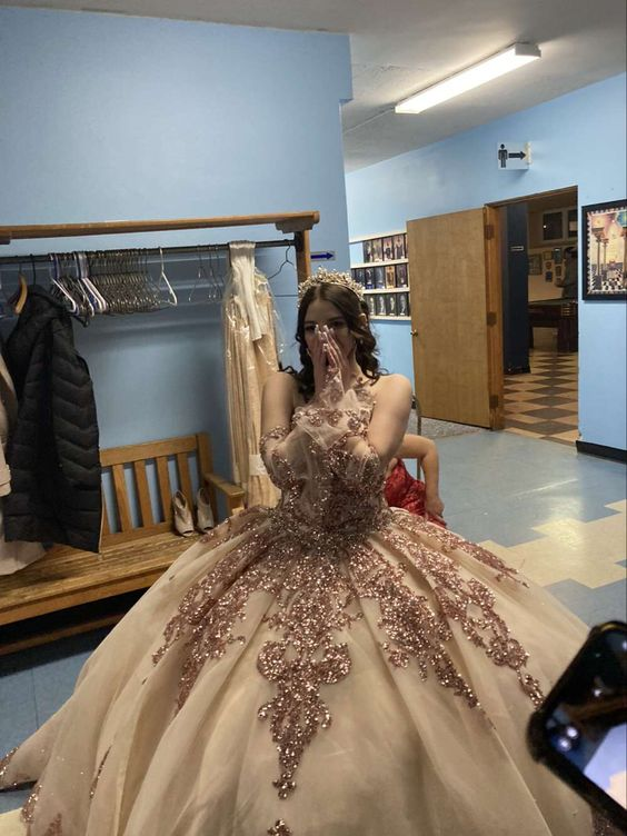 Princess Sparkly Sweet 16 Quinceanera Dress Sequin Applique Beaded Pageant Party Dress Mexican Girl Ball Gown cc1127