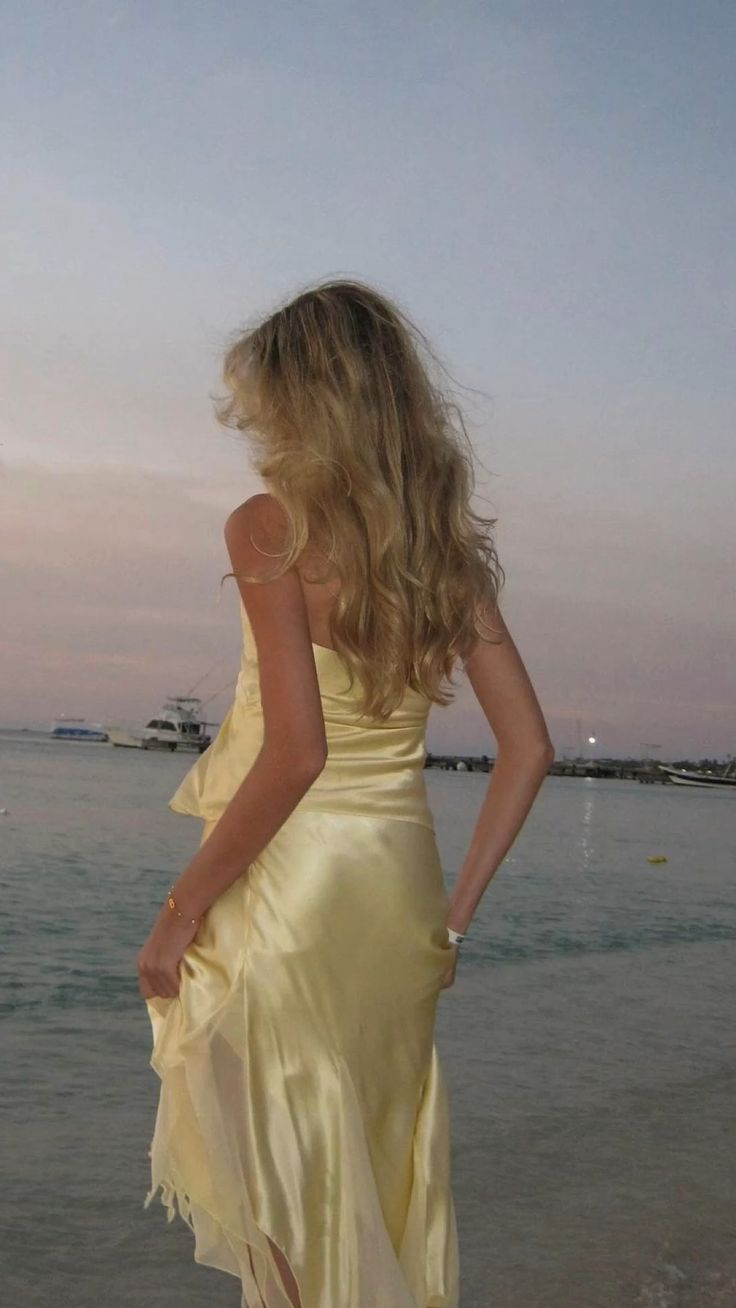 Yellow Mermaid Halter Satin Prom Dress Party Evening Dress cc2586