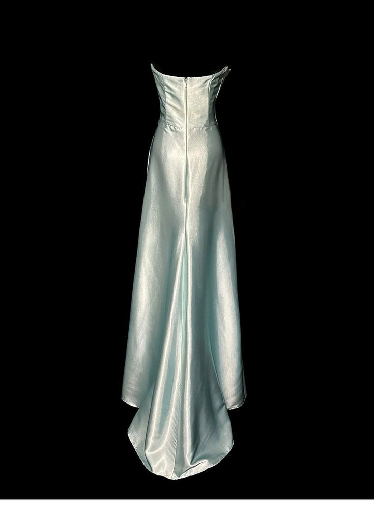 Simple Green Strapless Satin Prom Dress,Long Party Evening Dress cc2992