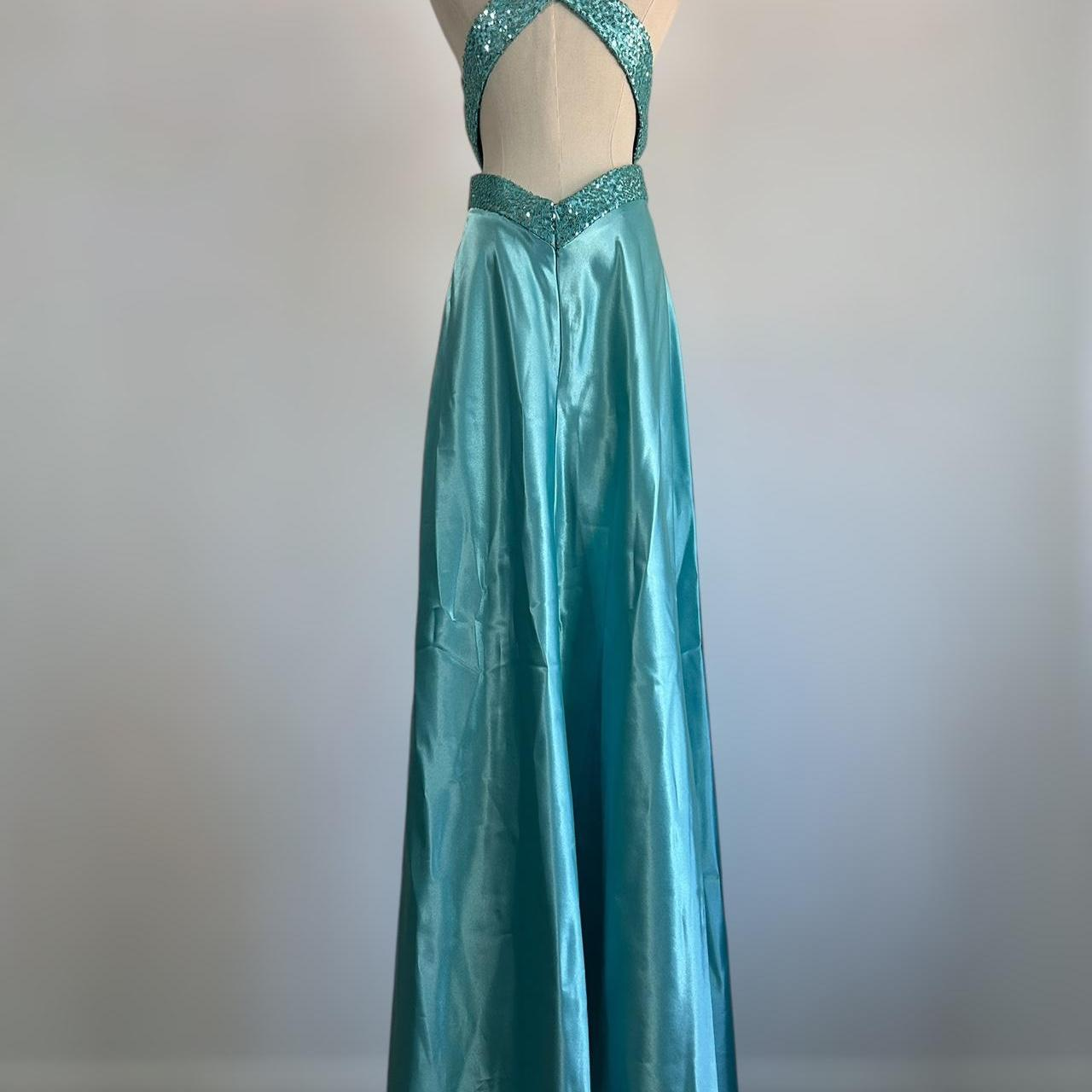 Gorgeous Blue Satin Sequins Backless Party Prom Dress,Formal Evening Dress cc2955