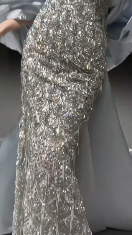 Sparkly Mermaid Sequins Beaded Mermaid Evening Dress,Long Prom Dress Wedding Dress cc2795