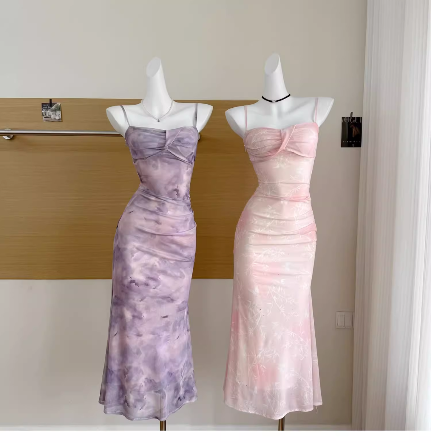 Pink Floral Suspender Dress Sexy Waist Beautiful Long Vacation Dress cc3064