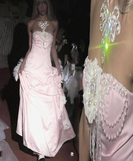 Sweet Pink A Line Prom Dress,Satin Pearls Ball Gown Evening Dress cc2655
