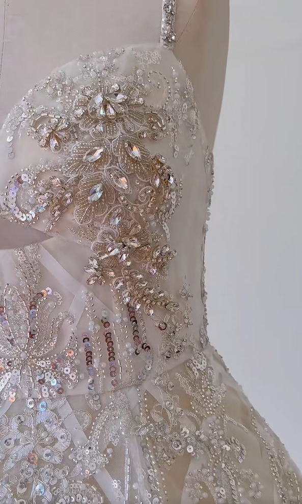 Gorgeous Spaghetti Straps Tulle Beaded Homecoming Dress White Short Birthday Outfits Wedding Dress cc3168