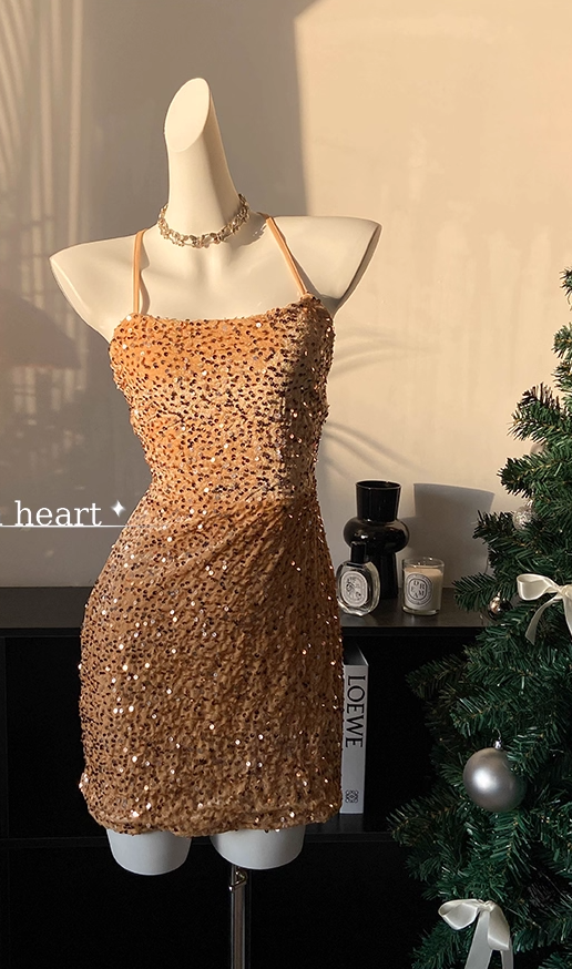 Sexy Backless Halter Sequin Cocktail Dress Black Sheath Short Party Dress Homecoming Dress cc3278