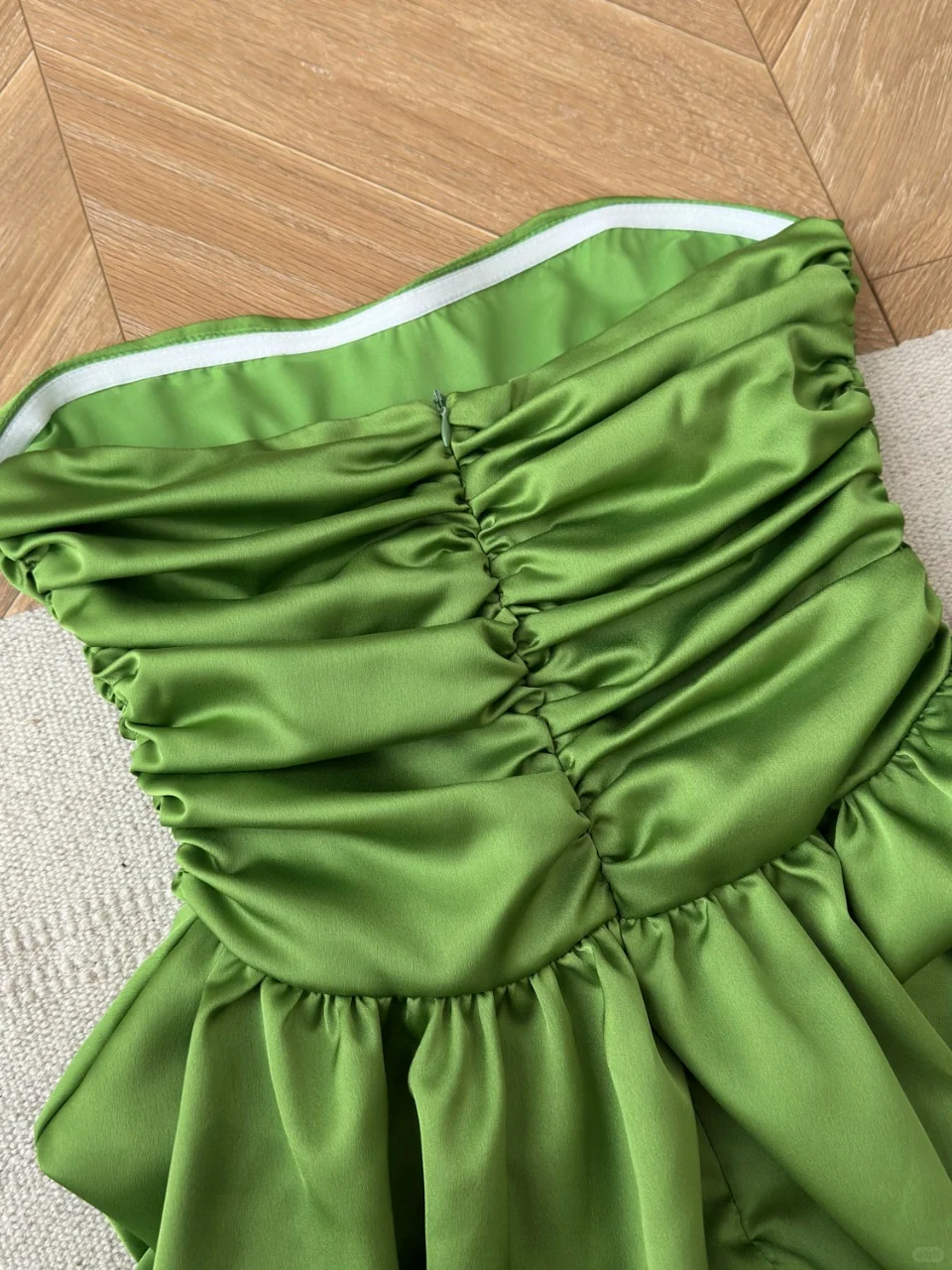 Green Satin Strapless A Line Homecoming Dress Simple Birthday Dress cc3091