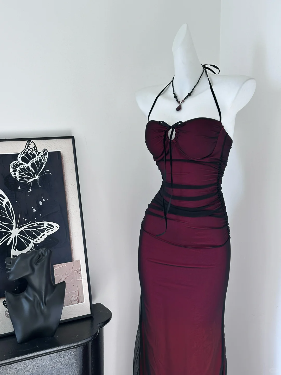 Vintage Halter Sheath Long Party Dress Formal Evening Dress cc3233