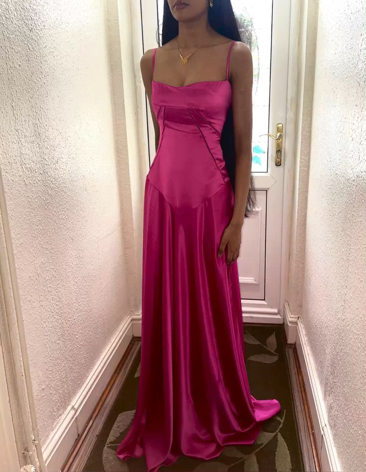 Elegant Pink Spaghetti Strapless A-Line Prom Dress Popular Long Evening Dress cc2082