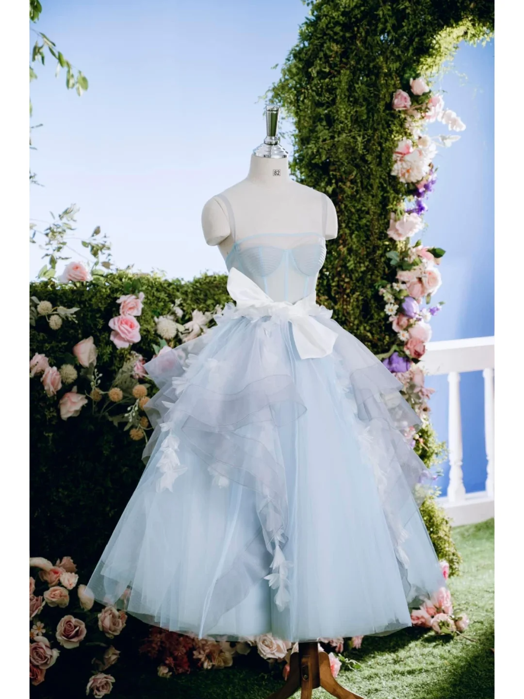 Pretty Blue Tulle A Line Birthday Outfits 6th Grade Homecoming Dress cc3253