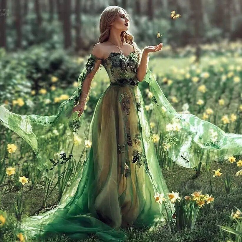 Glamorous Green Tulle Appliques A Line Evening Dress,Formal Prom Dress Party Gown cc2840