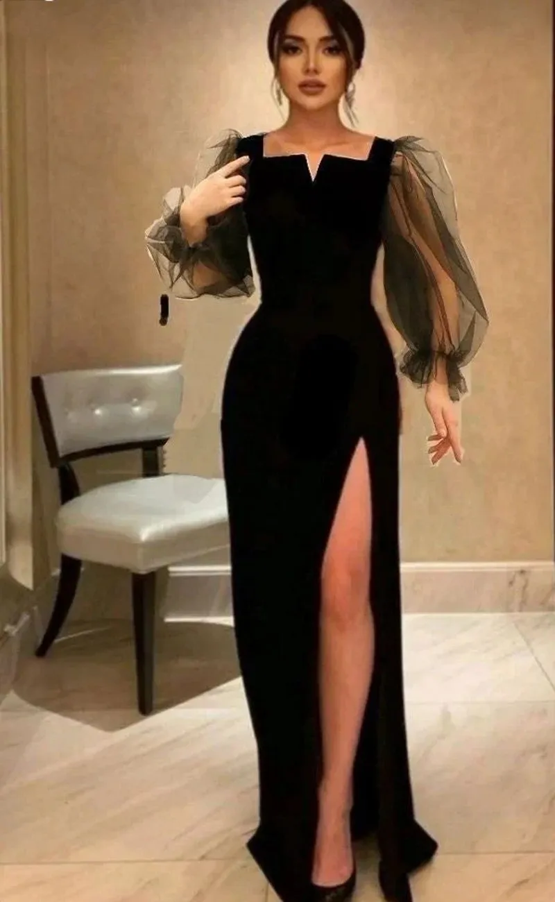 Black simple prom dress mermaid elegant dress c2474