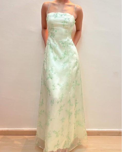 Pretty Light Green Tulle Sequins Party Dress A Line Evening Gown cc2615