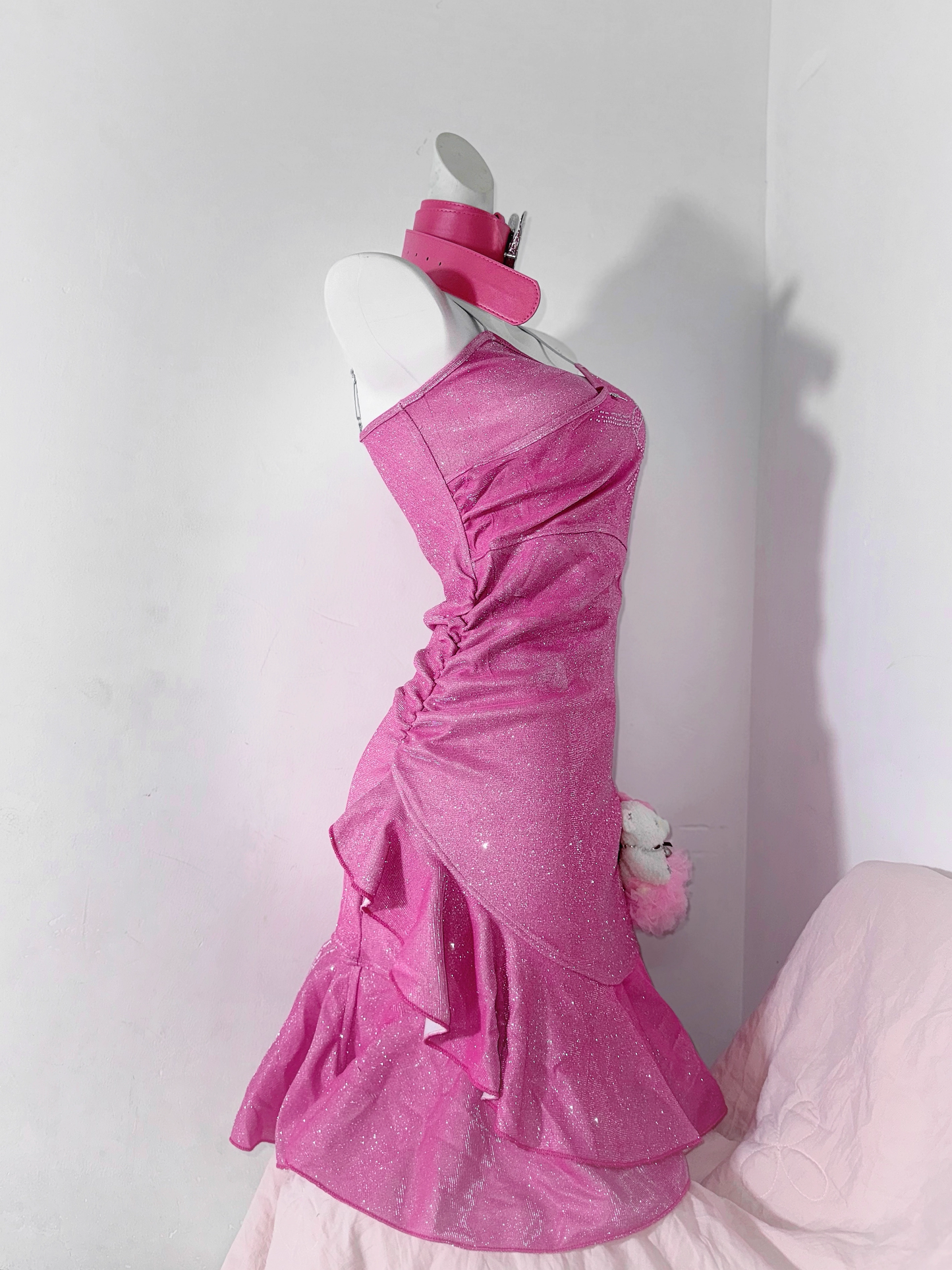 Elegant Spaghetti Straps Hot Pink Ruffles Short Party Dress Homecoming Dress cc3214