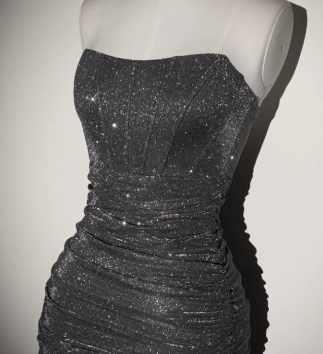 Vintage Strapless Gray Sheath Cocktail Dress Short Graduation Homecoming Dress cc3343