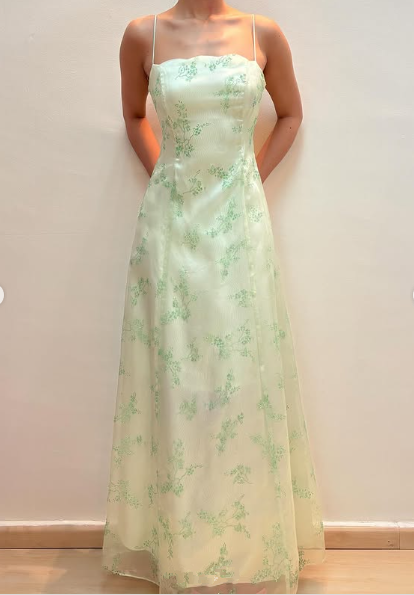 Pretty Light Green Tulle Sequins Party Dress A Line Evening Gown cc2615