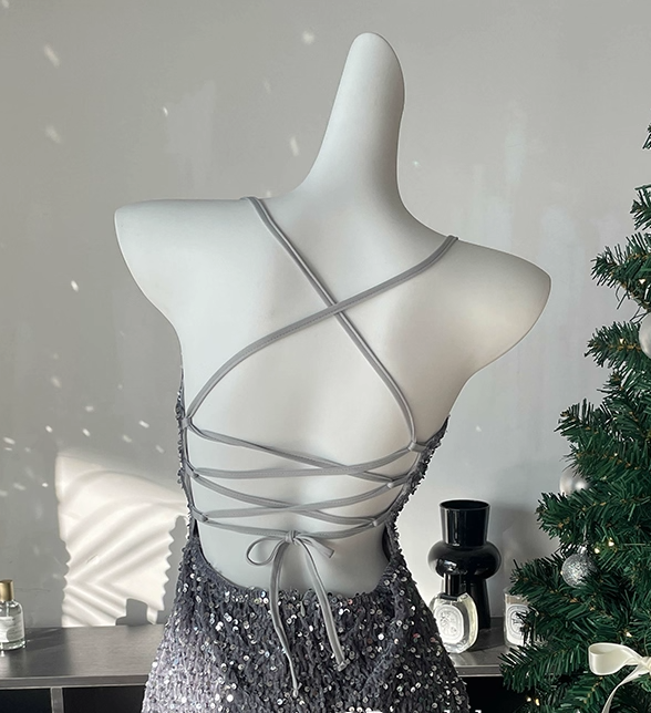 Sexy Backless Halter Sequin Cocktail Dress Black Sheath Short Party Dress Homecoming Dress cc3278