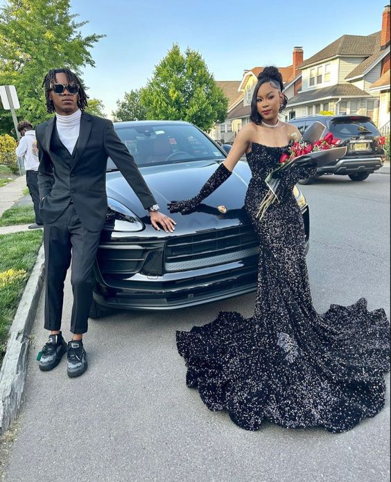 Sparkly Black Sequins Mermaid Prom Dress,Black Evening Dress cc1125