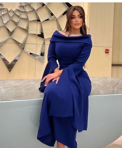 Elegant Blue Long Evening Dress,Blue Formal Dress cc687