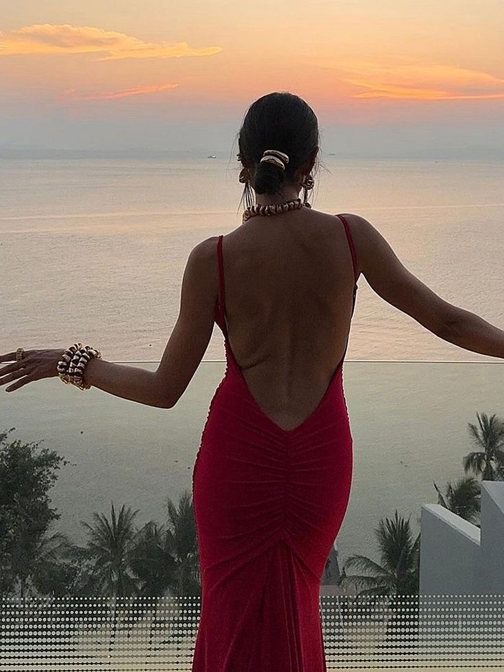Simple Red Straps Mermaid Evening Dress Formal Party Evening Gown cc2337