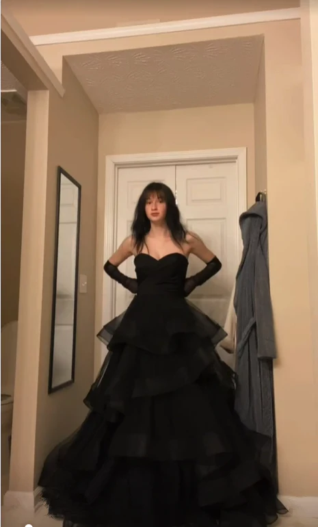 Black Rufflue Prom Dress Long Prom Dress Sweetheart Eveninng Dress c2566