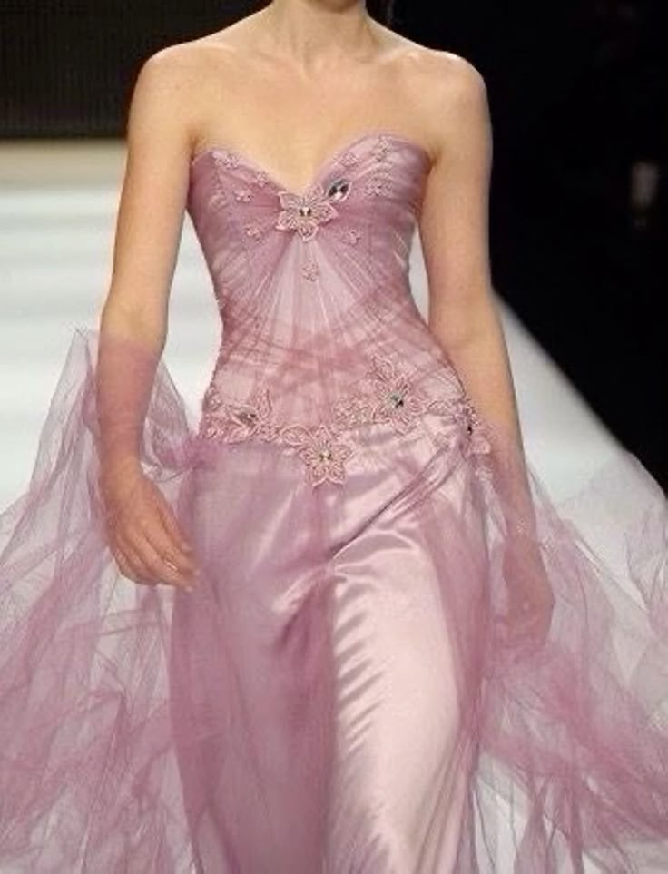 Chic Pink Satin Tulle Appliques Evening Dress,Strapless Sweetheart Neck Long Party Dress cc2880
