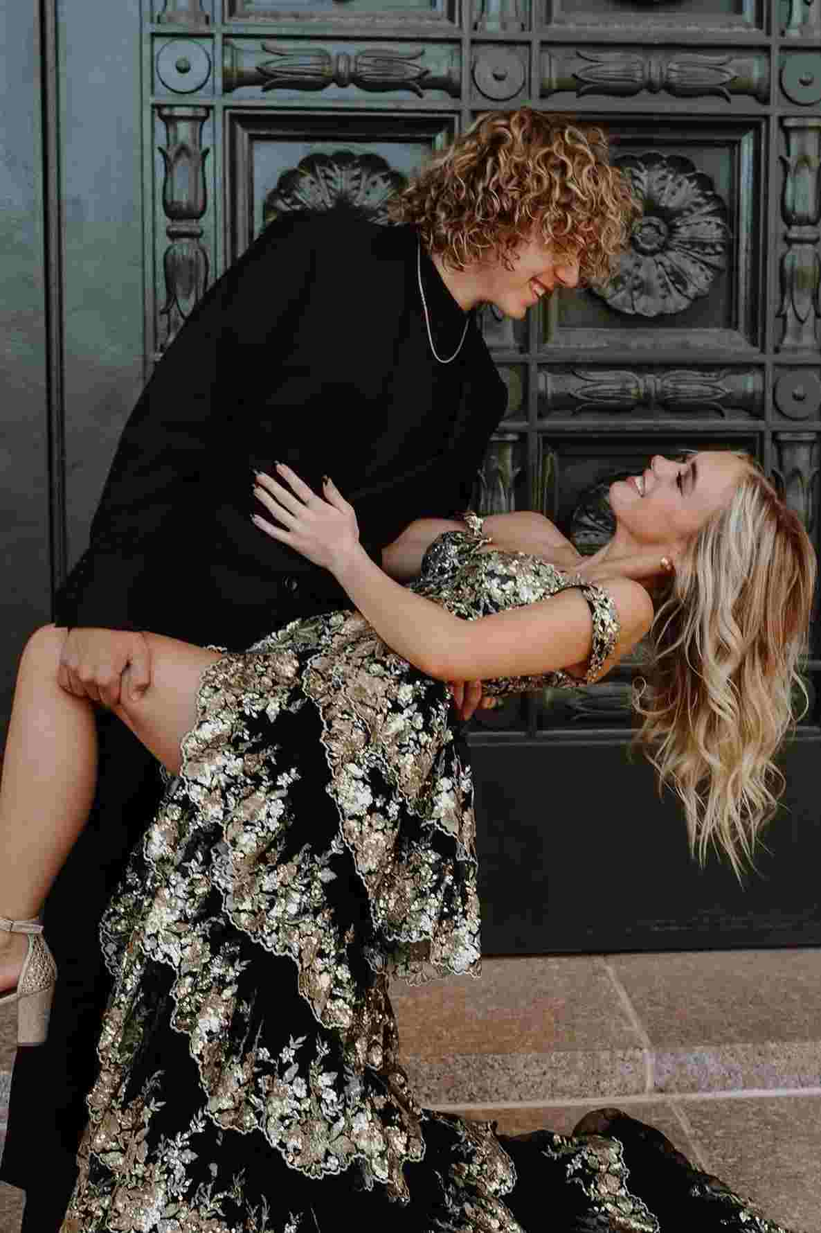 Gorgeous Black Tulle Lace Appliques Tiered Evening Dress,A Line Off The Shoulder Slit Prom Party Gown cc2869