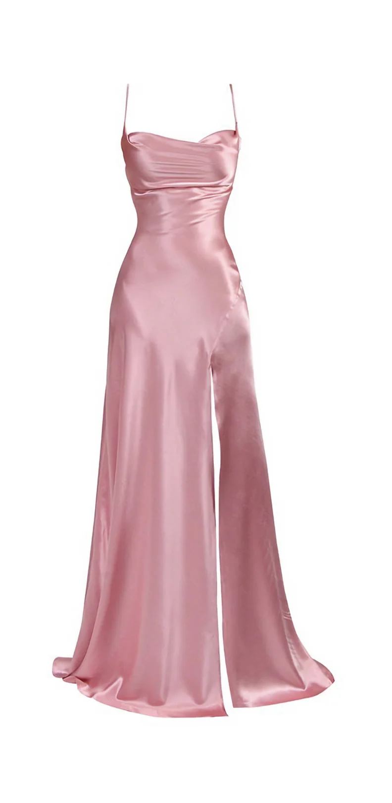 Simple Blue Spaghetti Straps Prom Dress With Split cc667