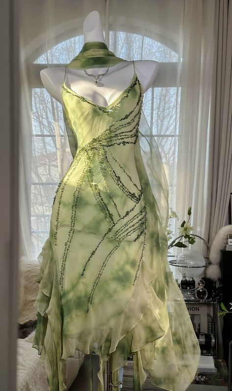 Chic Green Chiffon Beaded Party Dress Mermaid Prom Dress cc3027