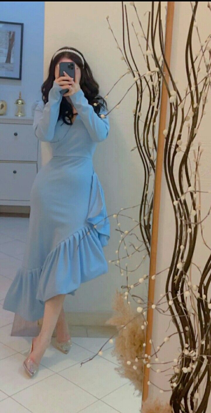 Elegant V Neck Blue Mermaid Evening Dress,Party Prom Dress cc2633