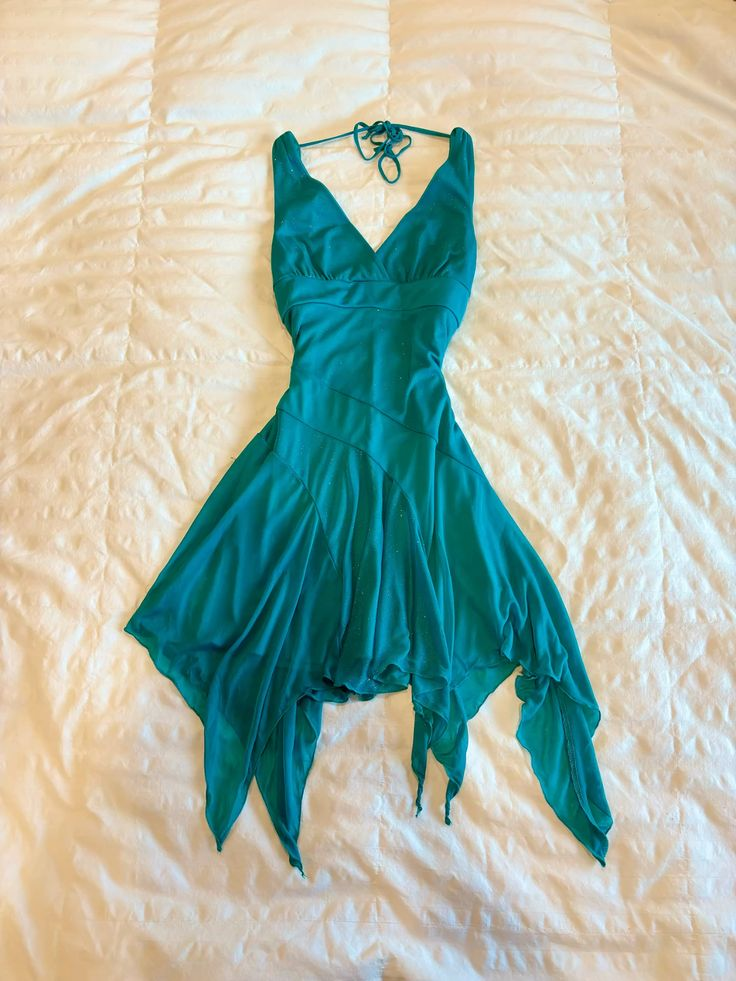 Vintage V Neck Peacock Blue Chiffon Cocktail Dress Mini Birthday Dress cc3045