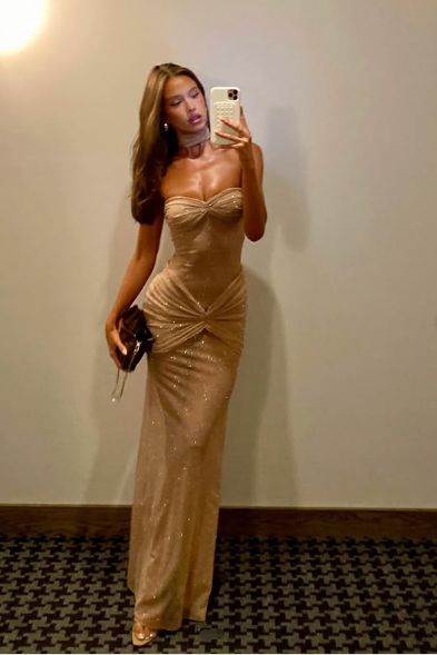 Glitter Pink Strapless Ruched Sheath Long Party Evening Dress Formal Prom Dress cc1979