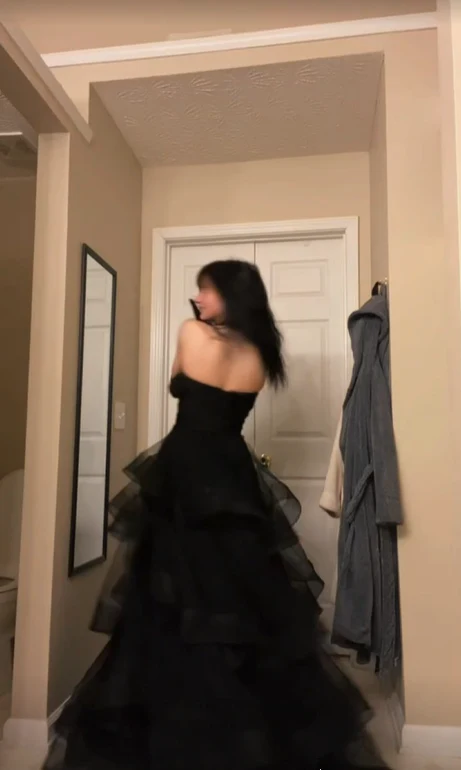 Black Rufflue Prom Dress Long Prom Dress Sweetheart Eveninng Dress c2566