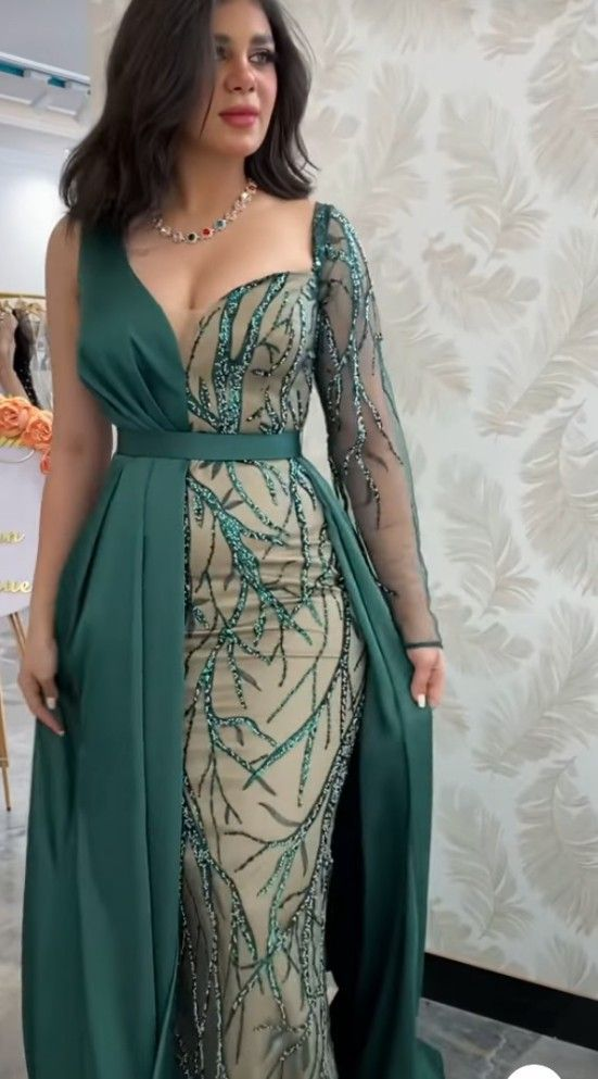 Temperament Applique Mermaid Evening Dress Sexy Ladies Formal Dresses cc681