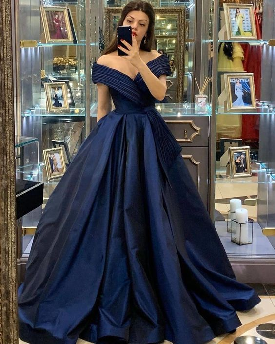Off The Shoulder A-line Satin Prom Dress,Princess Dress cc1020