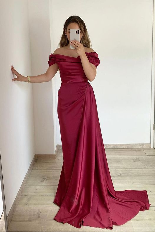 Strapless Off-The-Shoulder Mermaid Prom Dress With Ruffles cc928
