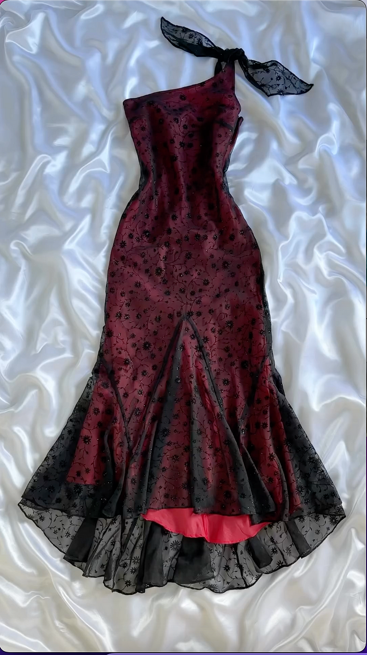 Pretty Burgundy One Shoulder Tulle Sequins Evening Dress,Long Mermaid Party Prom Gown cc2760