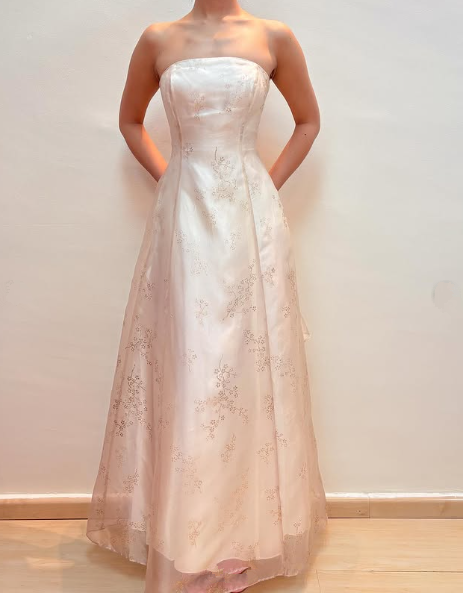 Champagne Strapless Tulle Sequins Party Dress A Line Evening Dress cc2617