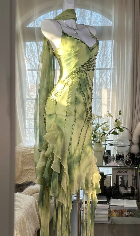 Chic Green Chiffon Beaded Party Dress Mermaid Prom Dress cc3027