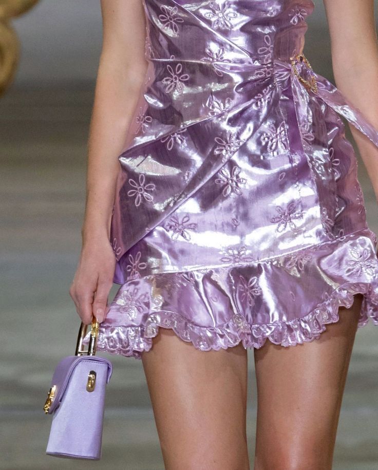 Sweet Purple Flower Embroidery Ruffle Glossy Birthday Party Homecoming Dress cc4116