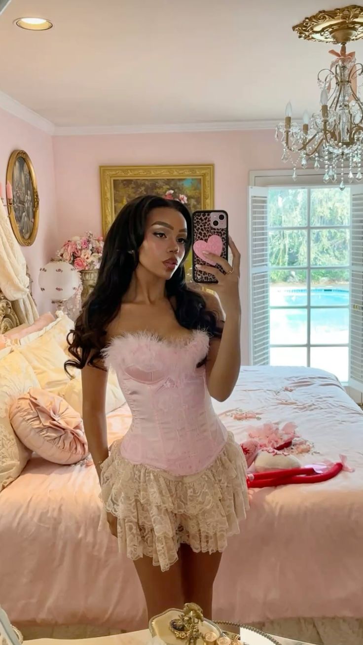 Sweet Pink Tube Top Feather Lace A-line 16th Birthday Homecoming Dress cc4145