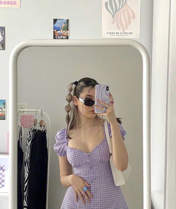 Sweet Purple And White Plaid Puff Sleeves Playful 16th Birthday Homecoming Dress cc4149