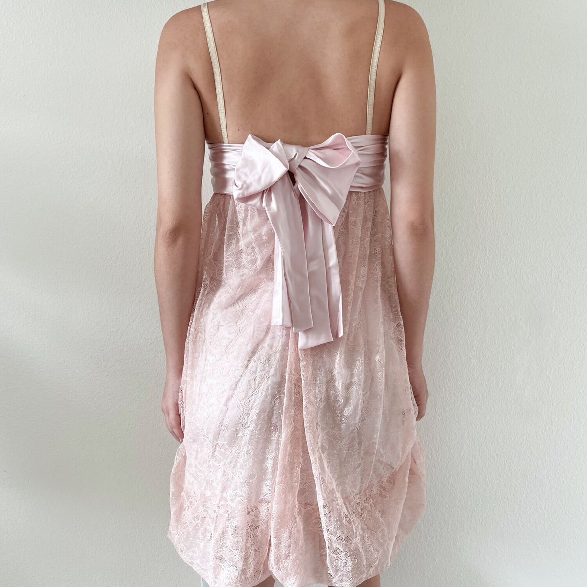 Sweet And Elegant Light Pink Suspender Lace Bow Bud 16th Birthday Homecoming Dress cc4152