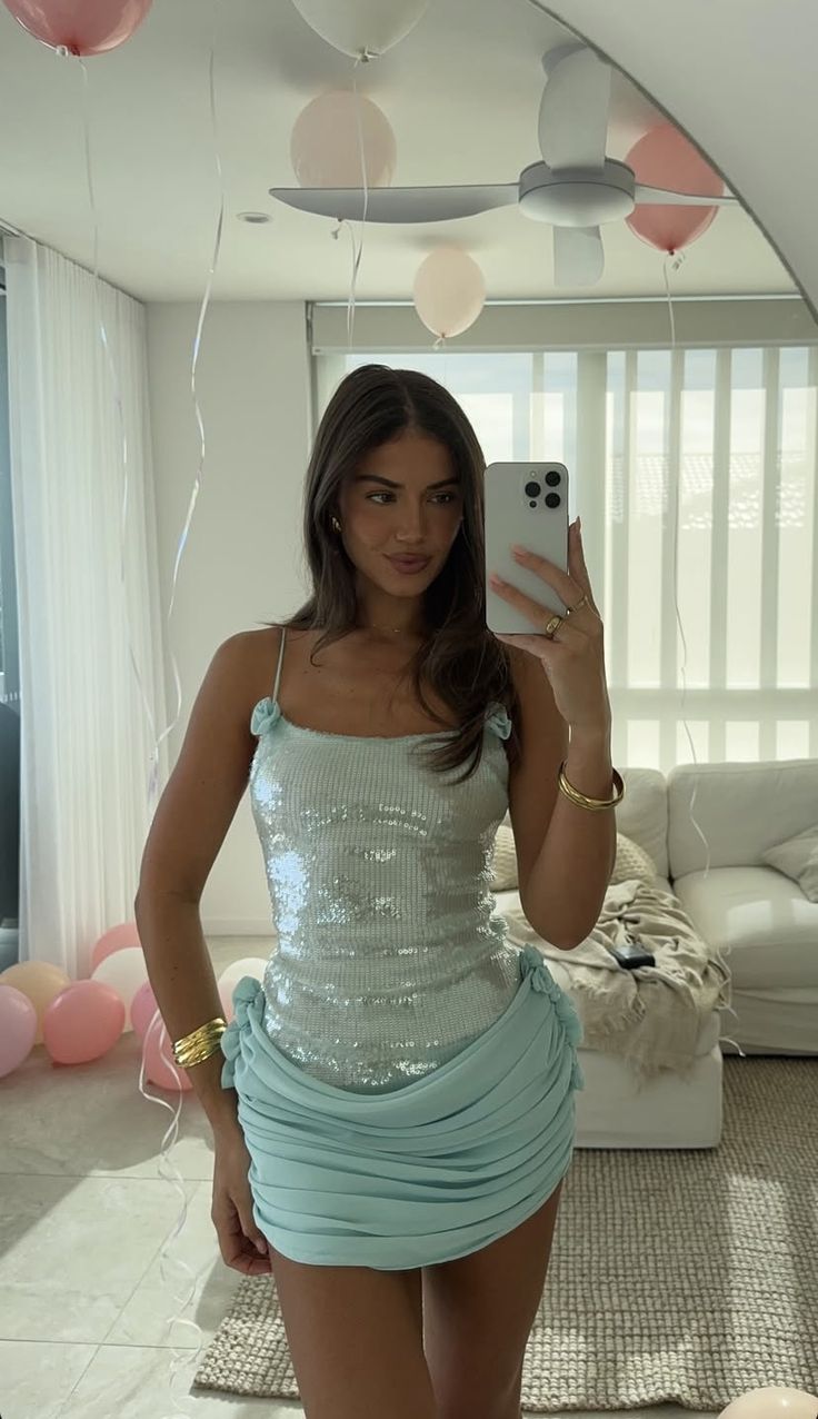 Sparkling Mint Green Sequined Pleated Chiffon Hip-hugging 17th Birthday Homecoming Dress cc4170