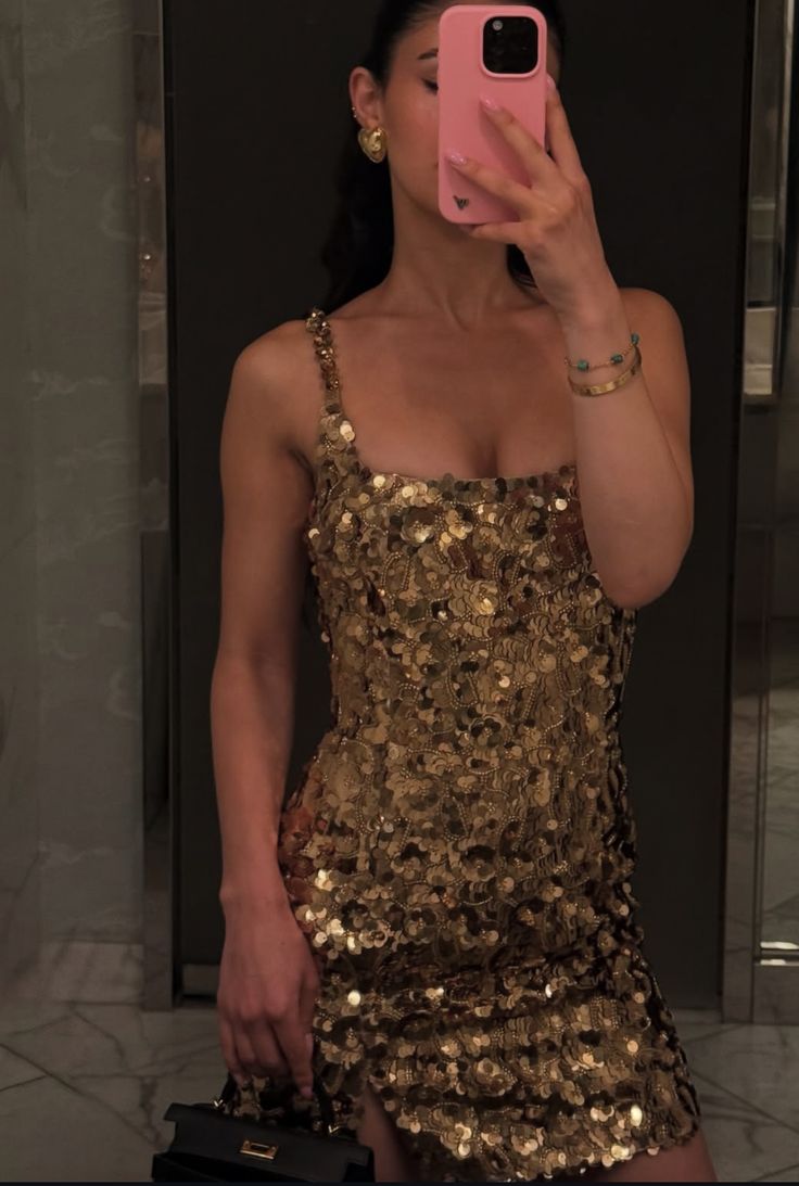 Retro Gold Square Neck Sequined Slim Fit Hip 19th Birthday Homecoming Dress cc4173