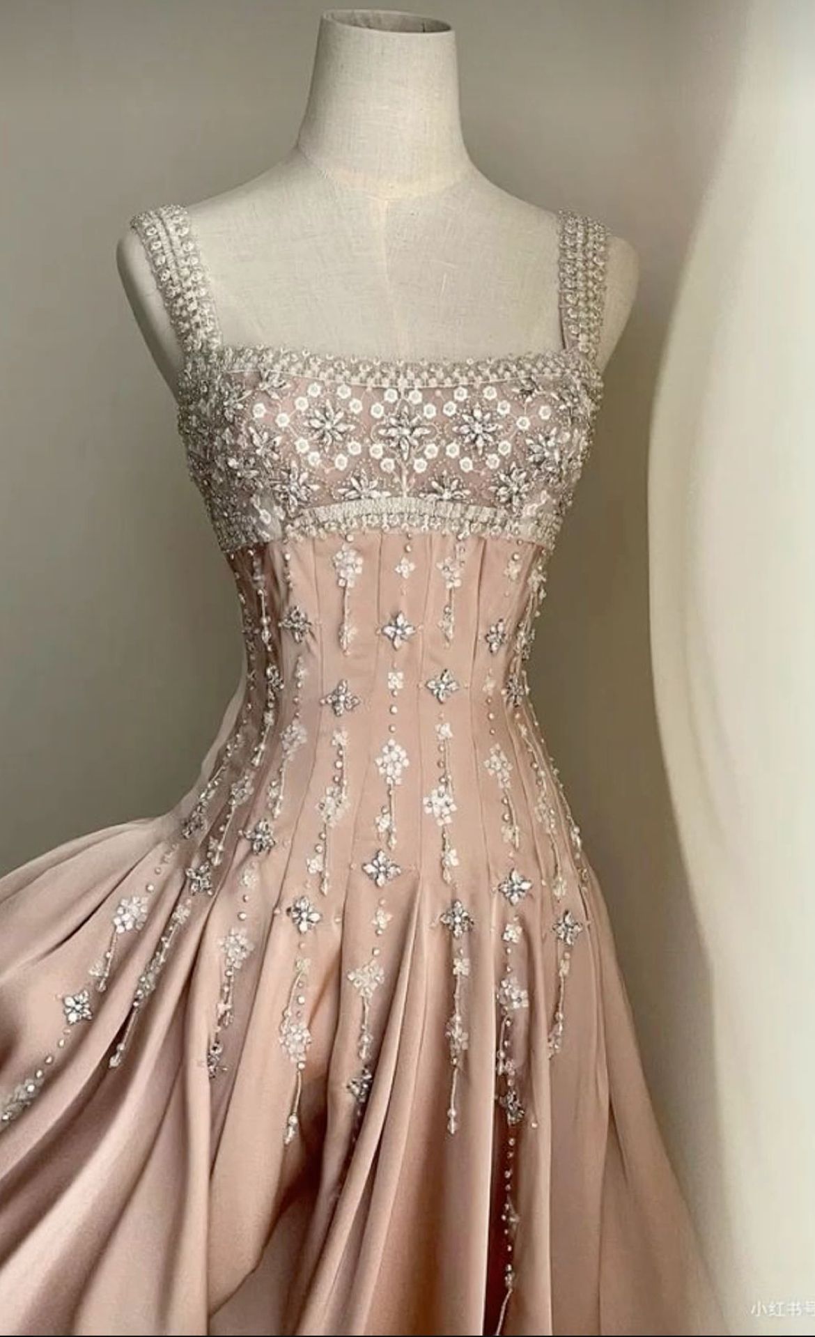 Vintage Pink Square Neck Wide Shoulder Strap Sequin Embroidered Satin Birthday Party Homecoming Dress cc4186