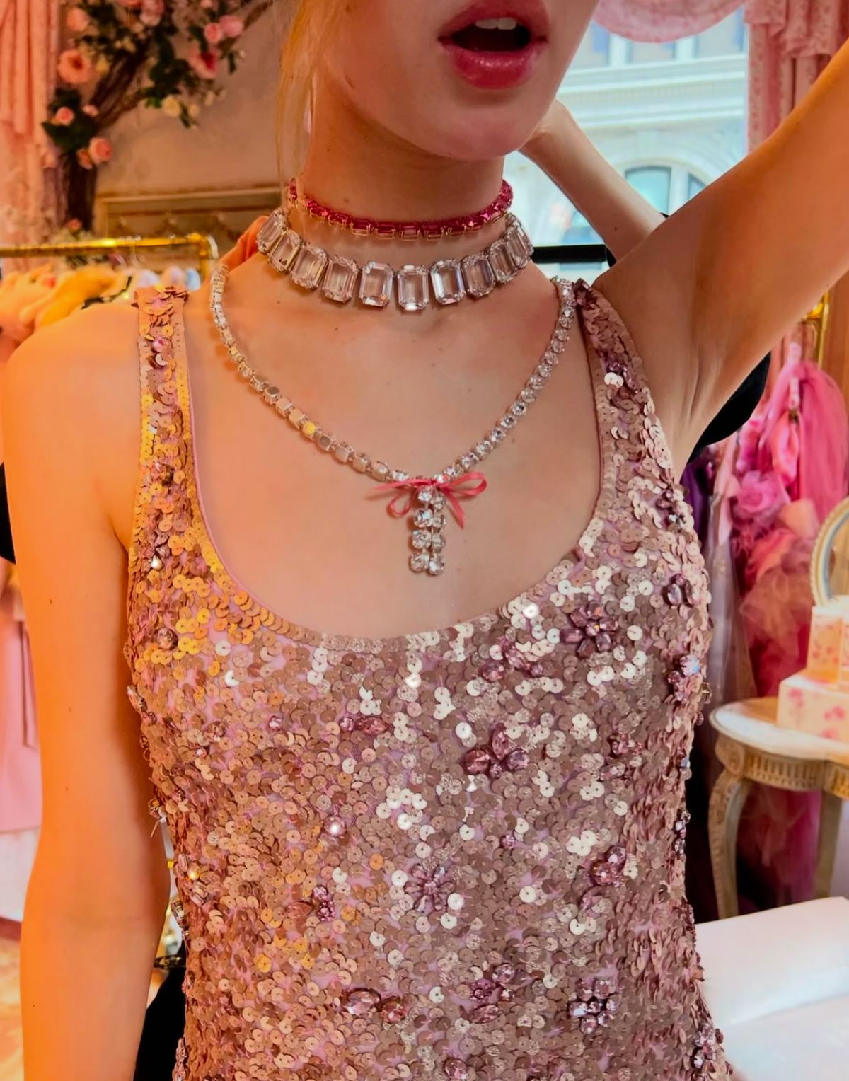 Gorgeous Pink U-shaped Suspender Sequined Slim Short Birthday Party Homecoming Dress cc4210