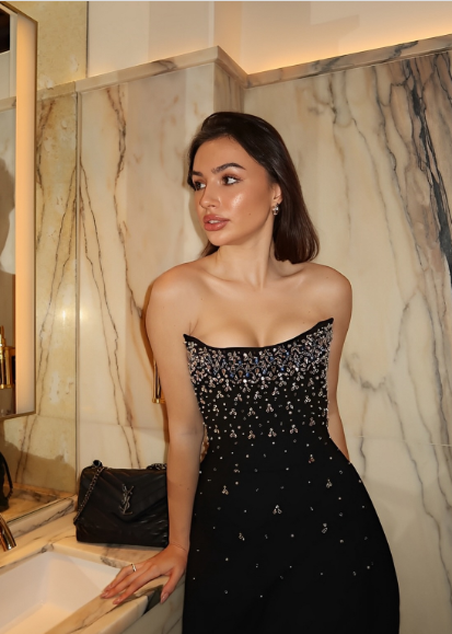 Gorgeous Black Sleeveless Diamond Embellished Waist A-line Satin Birthday Party Homecoming Dress cc4212