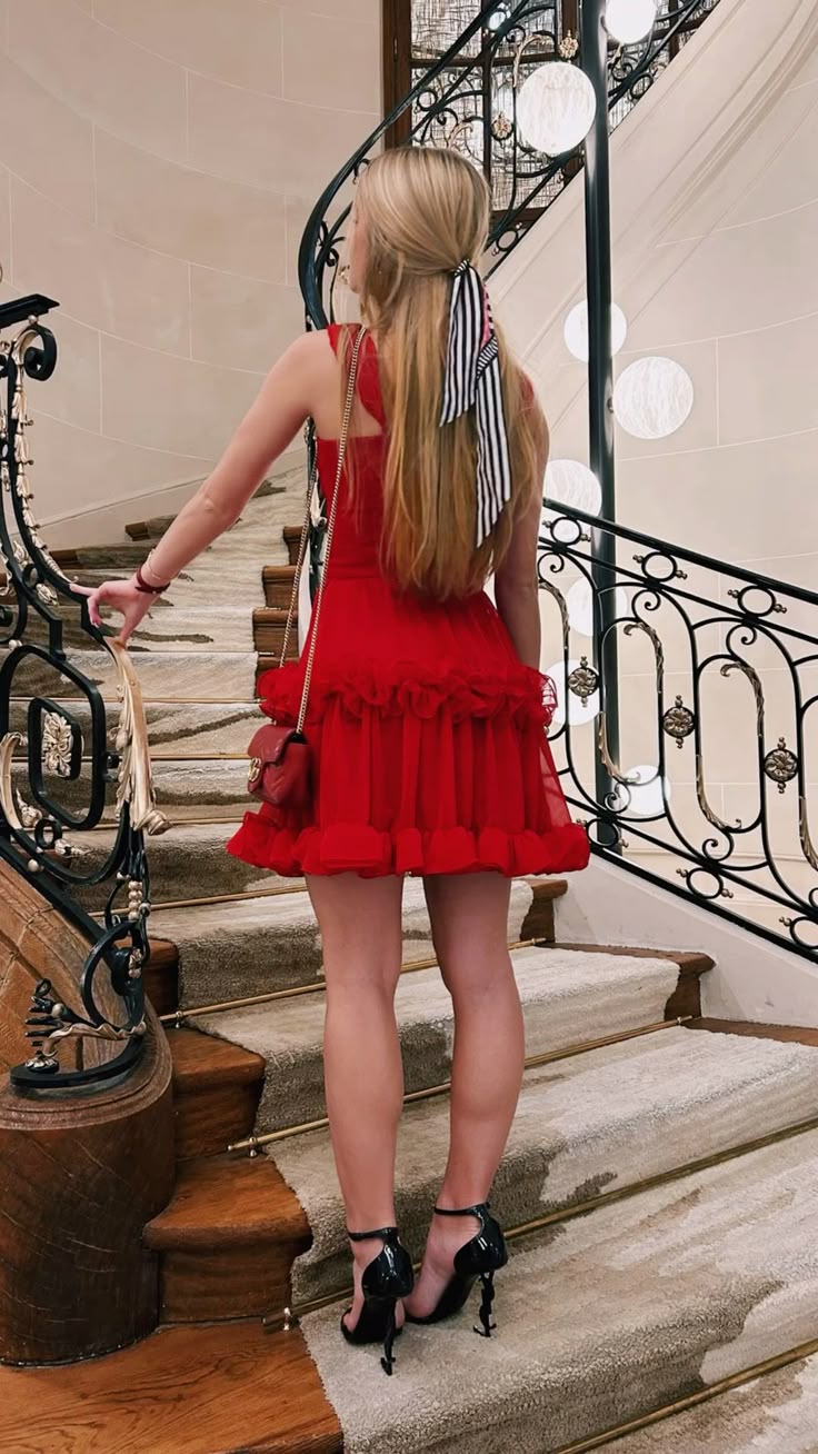 Sweet Red Suspender Multi-layer Lotus Leaf Chiffon A-line 16th Birthday Homecoming Dress cc4221
