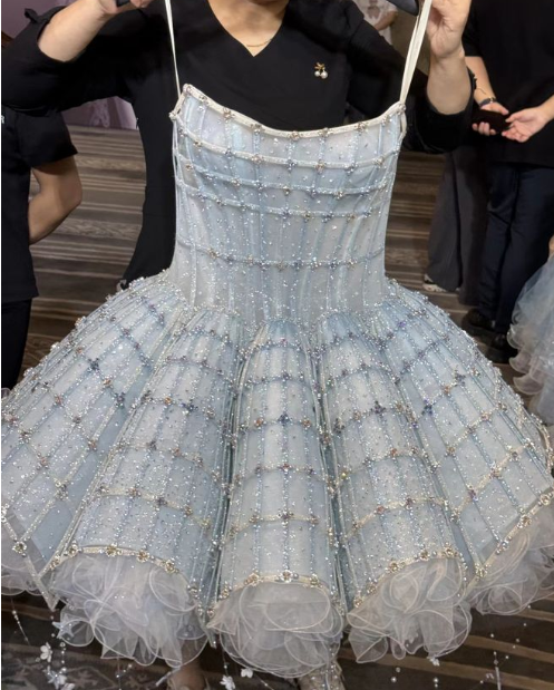 Dreamy And Gorgeous Light Blue Beaded Star Tassel Tulle A-line 16th Birthday Homecoming Dress cc4251